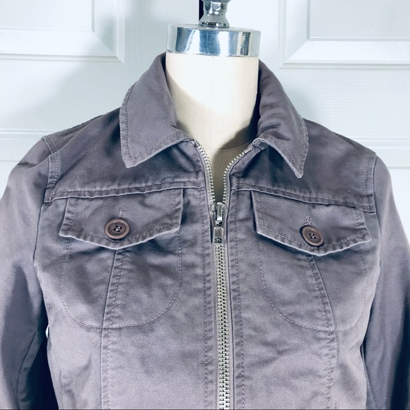 Marc Jacobs Cropped Zip Slip Pockets Elastic Bomber Like Jacket Taupe Sz S Flaw - Picture 4 of 15